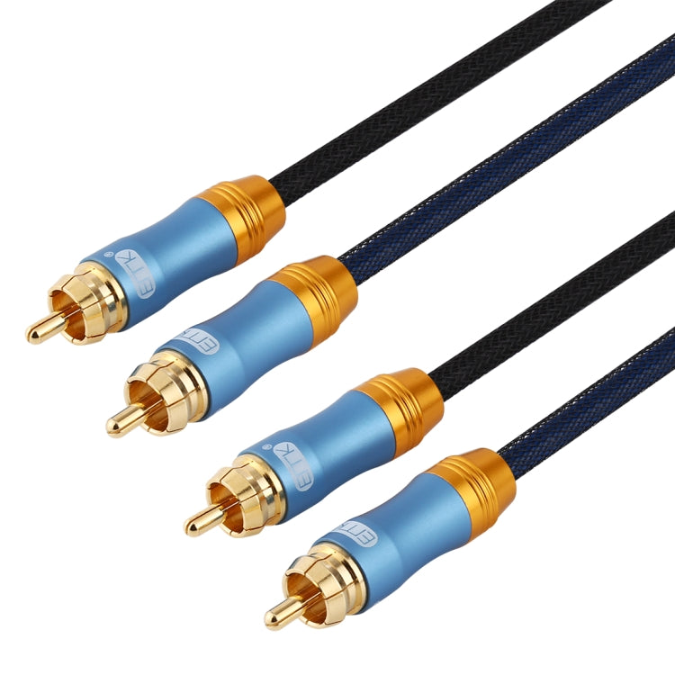 EMK 2 x RCA Male to 2 x RCA Male Gold Plated Connector Nylon Braid Coaxial Audio Cable for TV / Amplifier / Home Theater / DVD, Cable Length:1.5m(Dark Blue) - free shipping - PMC Jewellery - Order now!