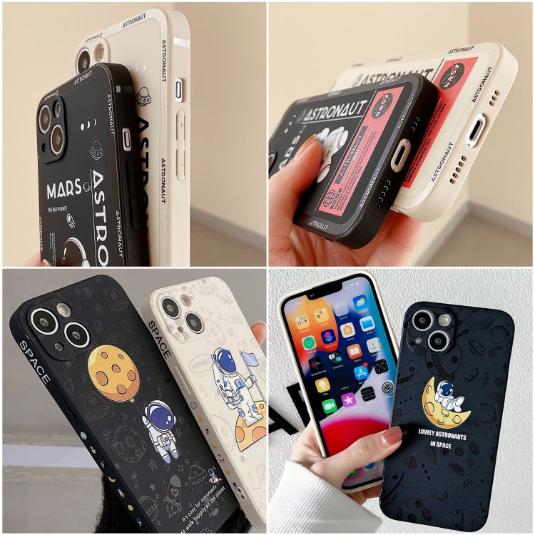 For Samsung Galaxy S21 FE 5G Astronaut Pattern Silicone Straight Edge Phone Case(Mars Astronaut-Black) - Galaxy Phone Cases by PMC TechLife | Online Shopping South Africa | PMC TechLife | Buy Now Pay Later Mobicred
