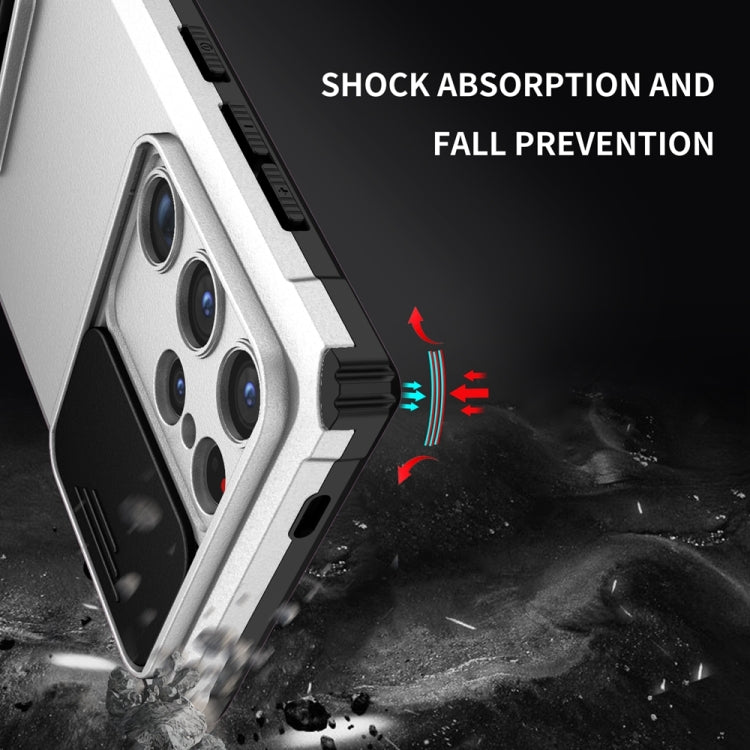 For Samsung Galaxy S24 Ultra 5G Stereoscopic Holder Sliding Camshield Phone Case(White) - Galaxy S24 Ultra 5G Cases by PMC TechLife | Online Shopping South Africa | PMC TechLife