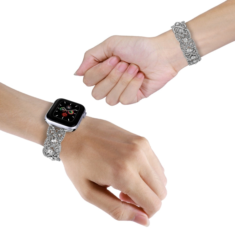 Diamonds Twist Metal Watch Band For Apple Watch SE 2023 40mm(Silver) - free shipping - PMC TechLife - Order now!
