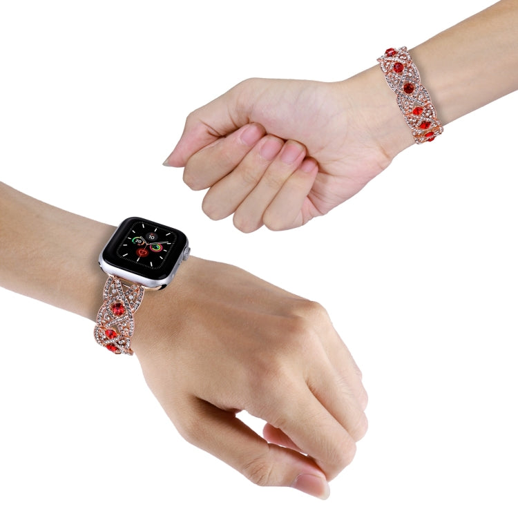 Diamonds Twist Metal Watch Band For Apple Watch Ultra 2 49mm(Rose Gold Red) - free shipping - PMC TechLife - Order now!