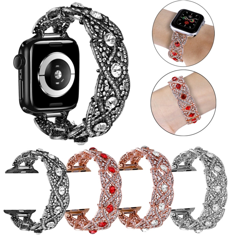 Diamonds Twist Metal Watch Band For Apple Watch SE 2023 40mm(Rose Gold Red) - free shipping - PMC TechLife - Order now!