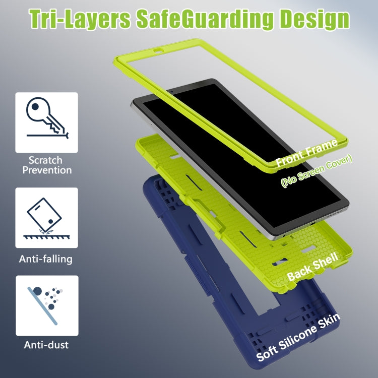 For Lenovo Tab M9 / TB-310FU Contrast Color Silicone Hybrid PC Tablet Case with Holder(Navy Blue Olivine) - Lenovo by PMC TechLife | Online Shopping South Africa | PMC TechLife | Buy Now Pay Later Mobicred