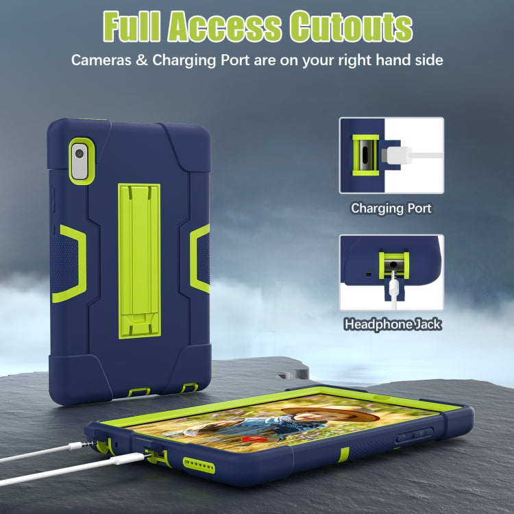 For Lenovo Tab M9 / TB-310FU Contrast Color Silicone Hybrid PC Tablet Case with Holder(Navy Blue Olivine) - Lenovo by PMC TechLife | Online Shopping South Africa | PMC TechLife | Buy Now Pay Later Mobicred