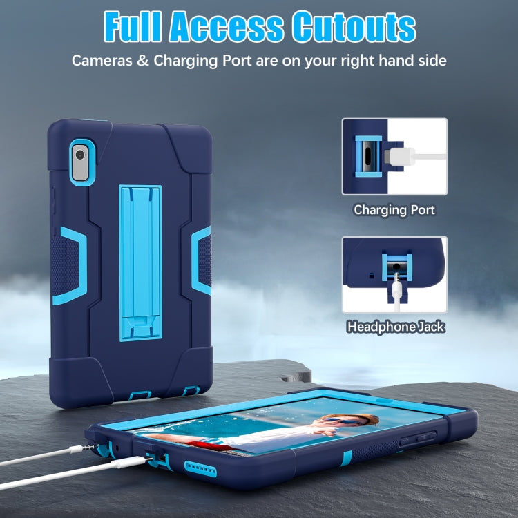 For Lenovo Tab M9 / TB-310FU Contrast Color Silicone Hybrid PC Tablet Case with Holder(Navy Blue) - Lenovo by PMC TechLife | Online Shopping South Africa | PMC TechLife | Buy Now Pay Later Mobicred