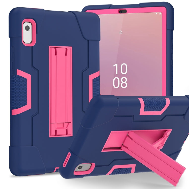 For Lenovo Tab M9 / TB-310FU Contrast Color Silicone Hybrid PC Tablet Case with Holder(Navy Blue Rose Red) - Lenovo by PMC TechLife | Online Shopping South Africa | PMC TechLife | Buy Now Pay Later Mobicred
