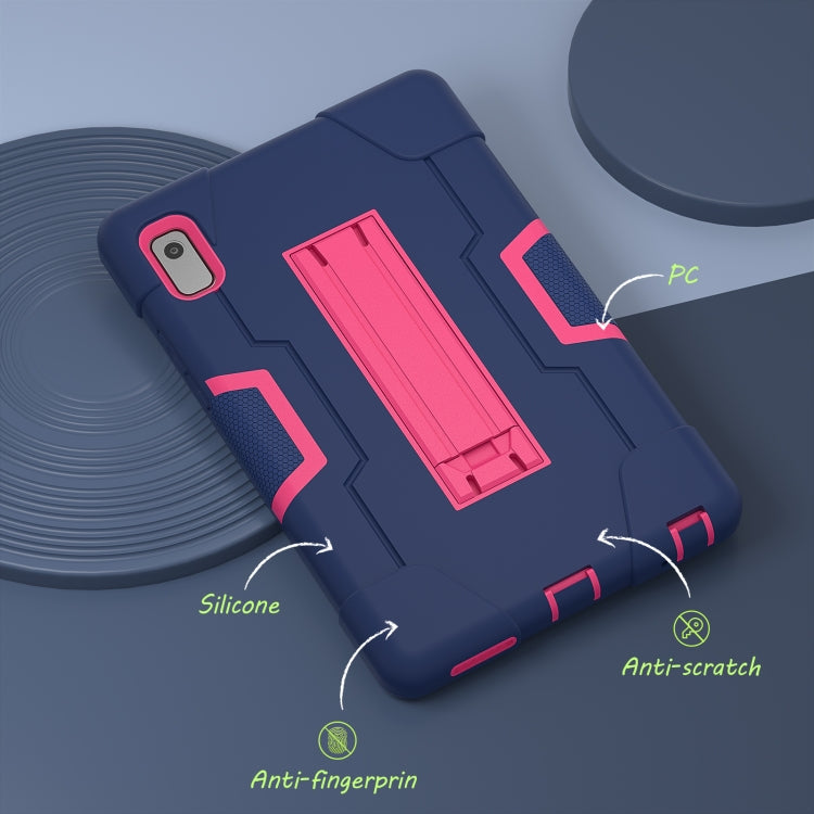 For Lenovo Tab M9 / TB-310FU Contrast Color Silicone Hybrid PC Tablet Case with Holder(Navy Blue Rose Red) - Lenovo by PMC TechLife | Online Shopping South Africa | PMC TechLife | Buy Now Pay Later Mobicred