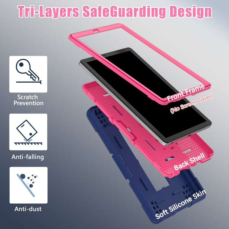 For Lenovo Tab M9 / TB-310FU Contrast Color Silicone Hybrid PC Tablet Case with Holder(Navy Blue Rose Red) - Lenovo by PMC TechLife | Online Shopping South Africa | PMC TechLife | Buy Now Pay Later Mobicred