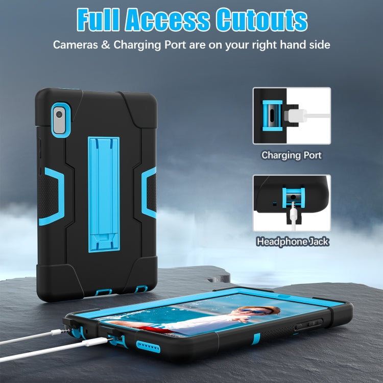 For Lenovo Tab M9 / TB-310FU Contrast Color Silicone Hybrid PC Tablet Case with Holder(Black Blue) - Lenovo by PMC TechLife | Online Shopping South Africa | PMC TechLife | Buy Now Pay Later Mobicred