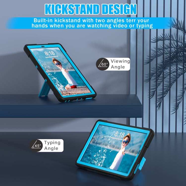 For Lenovo Tab M9 / TB-310FU Contrast Color Silicone Hybrid PC Tablet Case with Holder(Black Blue) - Lenovo by PMC TechLife | Online Shopping South Africa | PMC TechLife | Buy Now Pay Later Mobicred