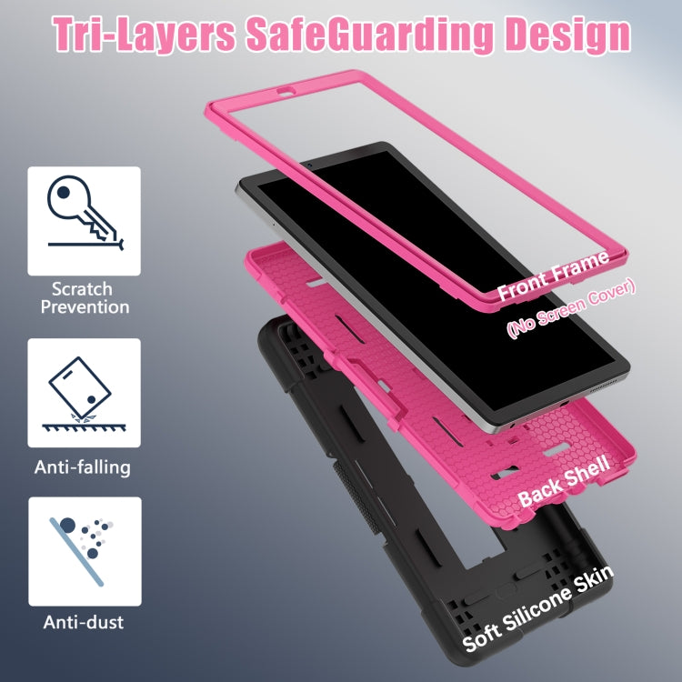 For Lenovo Tab M9 / TB-310FU Contrast Color Silicone Hybrid PC Tablet Case with Holder(Black Rose Red) - Lenovo by PMC TechLife | Online Shopping South Africa | PMC TechLife | Buy Now Pay Later Mobicred