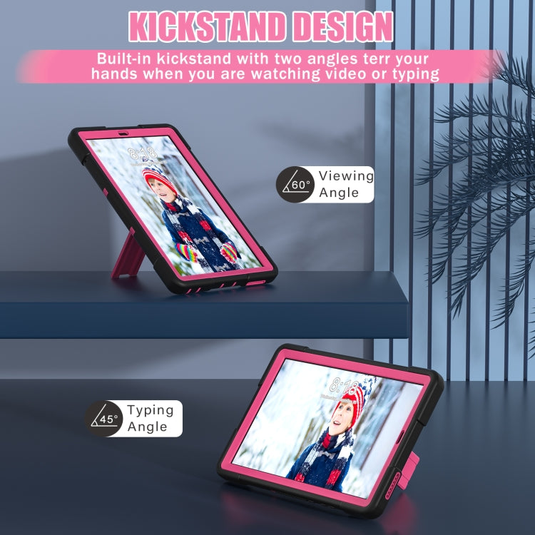 For Lenovo Tab M9 / TB-310FU Contrast Color Silicone Hybrid PC Tablet Case with Holder(Black Rose Red) - Lenovo by PMC TechLife | Online Shopping South Africa | PMC TechLife | Buy Now Pay Later Mobicred