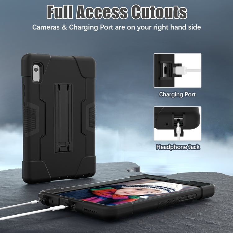 For Lenovo Tab M9 / TB-310FU Contrast Color Silicone Hybrid PC Tablet Case with Holder(Black) - free shipping - PMC TechLife - Order now!