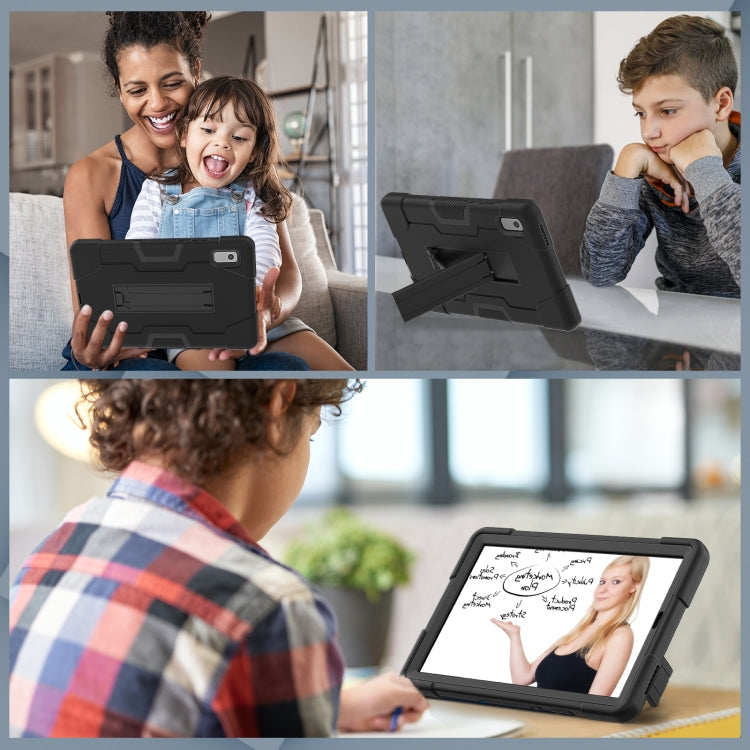 For Lenovo Tab M9 / TB-310FU Contrast Color Silicone Hybrid PC Tablet Case with Holder(Black) - free shipping - PMC TechLife - Order now!