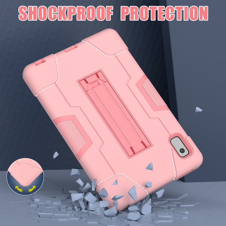 For Lenovo Tab M9 / TB-310FU Contrast Color Silicone Hybrid PC Tablet Case with Holder(Rose Gold) - Lenovo by PMC TechLife | Online Shopping South Africa | PMC TechLife | Buy Now Pay Later Mobicred