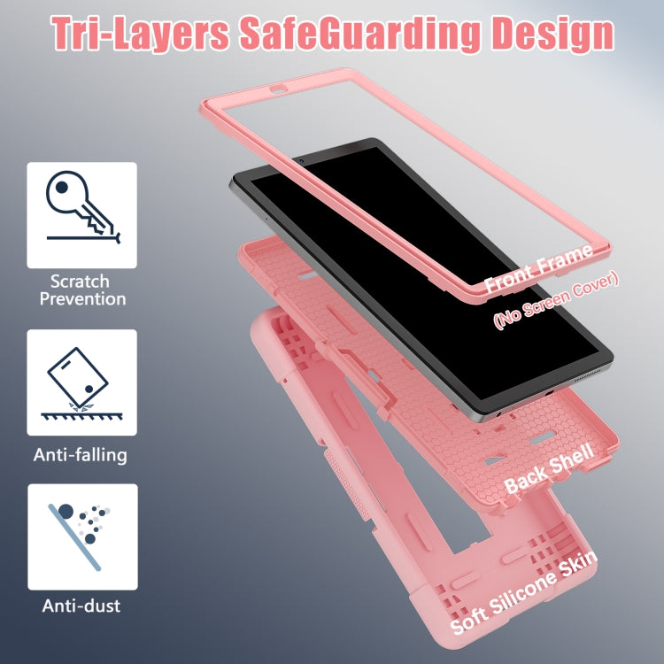For Lenovo Tab M9 / TB-310FU Contrast Color Silicone Hybrid PC Tablet Case with Holder(Rose Gold) - Lenovo by PMC TechLife | Online Shopping South Africa | PMC TechLife | Buy Now Pay Later Mobicred