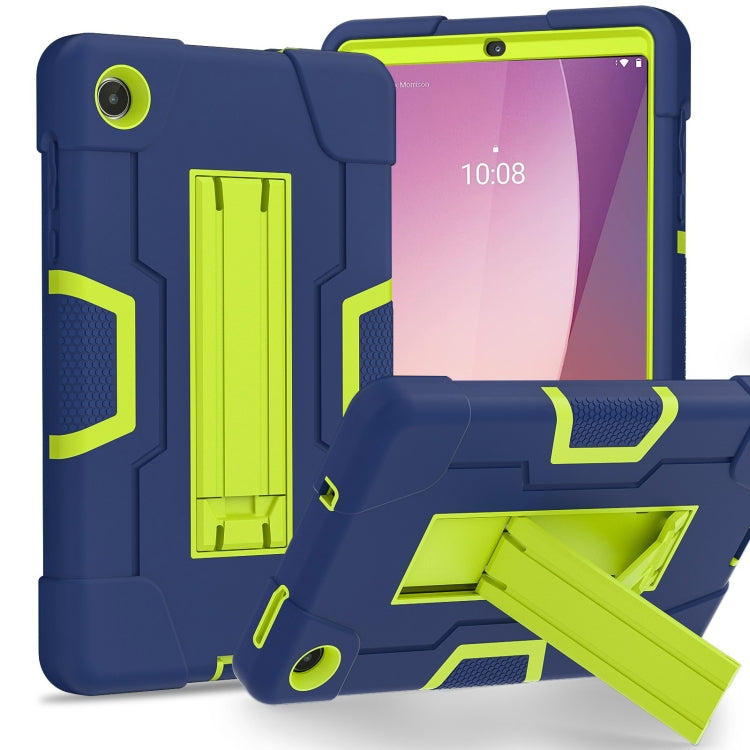 For Lenovo Tab M8 4th Gen Contrast Color Silicone Hybrid PC Tablet Case with Holder(Navy Blue Olivine) - Lenovo by PMC TechLife | Online Shopping South Africa | PMC TechLife | Buy Now Pay Later Mobicred