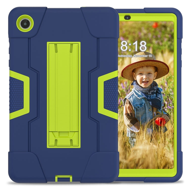 For Lenovo Tab M8 4th Gen Contrast Color Silicone Hybrid PC Tablet Case with Holder(Navy Blue Olivine) - Lenovo by PMC TechLife | Online Shopping South Africa | PMC TechLife | Buy Now Pay Later Mobicred