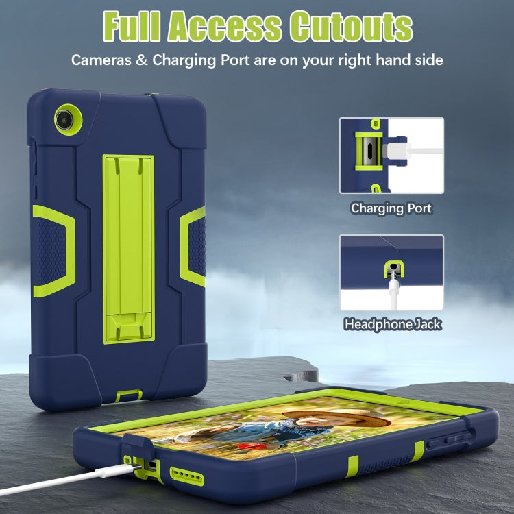 For Lenovo Tab M8 4th Gen Contrast Color Silicone Hybrid PC Tablet Case with Holder(Navy Blue Olivine) - Lenovo by PMC TechLife | Online Shopping South Africa | PMC TechLife | Buy Now Pay Later Mobicred