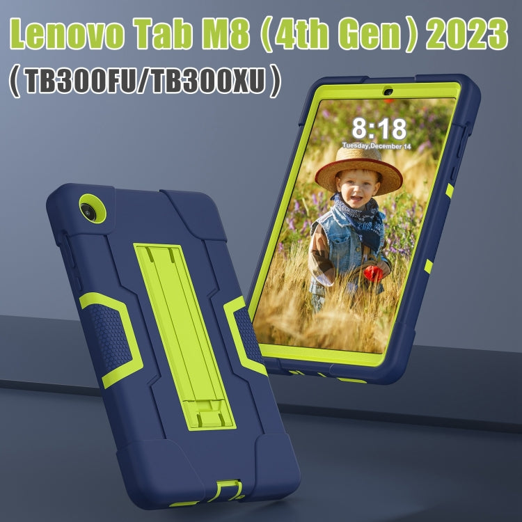 For Lenovo Tab M8 4th Gen Contrast Color Silicone Hybrid PC Tablet Case with Holder(Navy Blue Olivine) - Lenovo by PMC TechLife | Online Shopping South Africa | PMC TechLife | Buy Now Pay Later Mobicred
