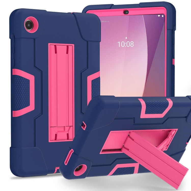 For Lenovo Tab M8 4th Gen Contrast Color Silicone Hybrid PC Tablet Case with Holder(Navy Blue Rose Red) - Lenovo by PMC TechLife | Online Shopping South Africa | PMC TechLife | Buy Now Pay Later Mobicred