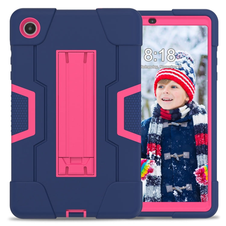 For Lenovo Tab M8 4th Gen Contrast Color Silicone Hybrid PC Tablet Case with Holder(Navy Blue Rose Red) - Lenovo by PMC TechLife | Online Shopping South Africa | PMC TechLife | Buy Now Pay Later Mobicred