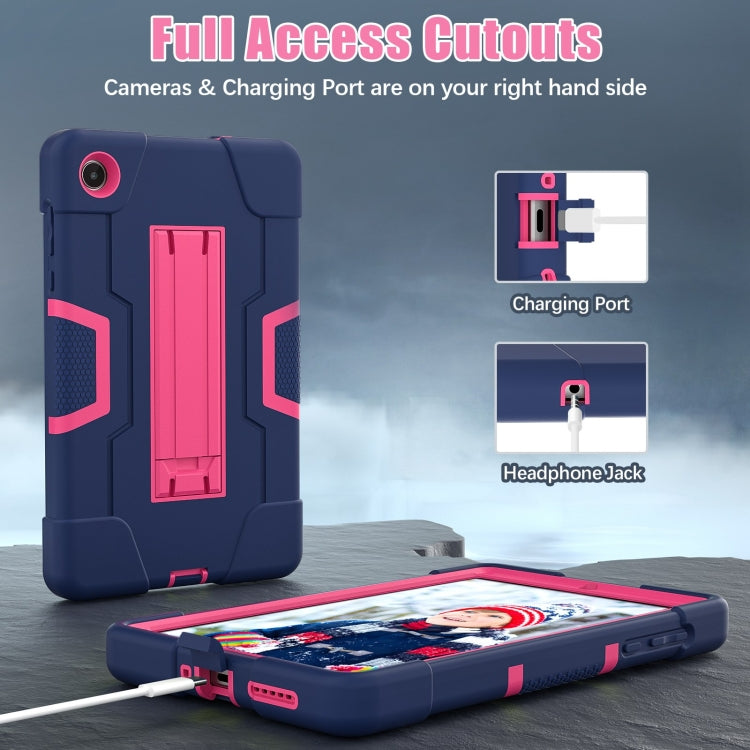 For Lenovo Tab M8 4th Gen Contrast Color Silicone Hybrid PC Tablet Case with Holder(Navy Blue Rose Red) - Lenovo by PMC TechLife | Online Shopping South Africa | PMC TechLife | Buy Now Pay Later Mobicred
