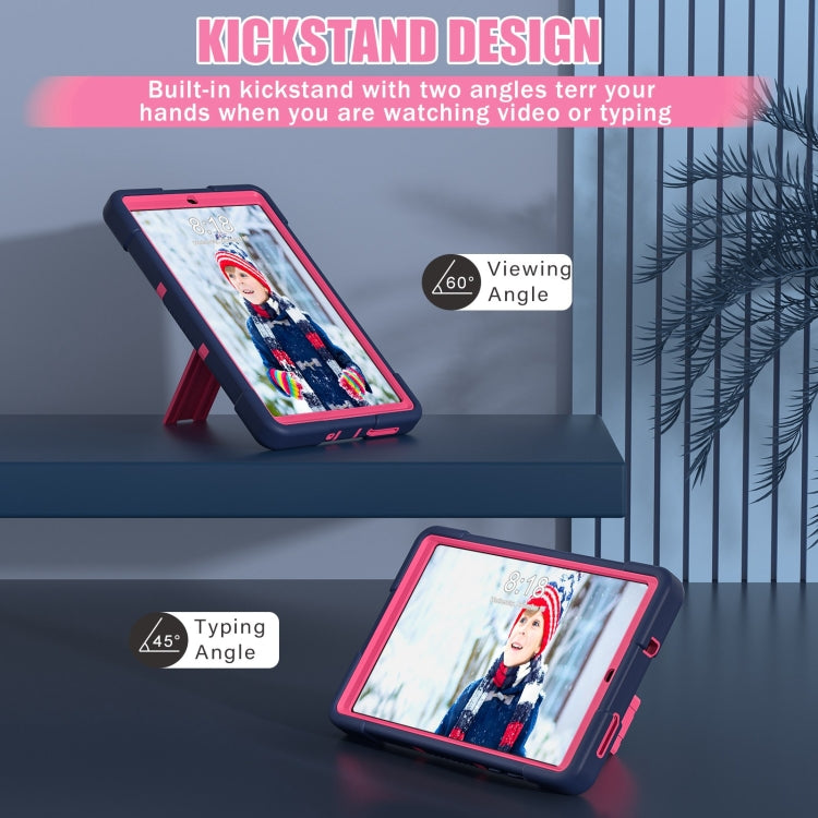 For Lenovo Tab M8 4th Gen Contrast Color Silicone Hybrid PC Tablet Case with Holder(Navy Blue Rose Red) - Lenovo by PMC TechLife | Online Shopping South Africa | PMC TechLife | Buy Now Pay Later Mobicred