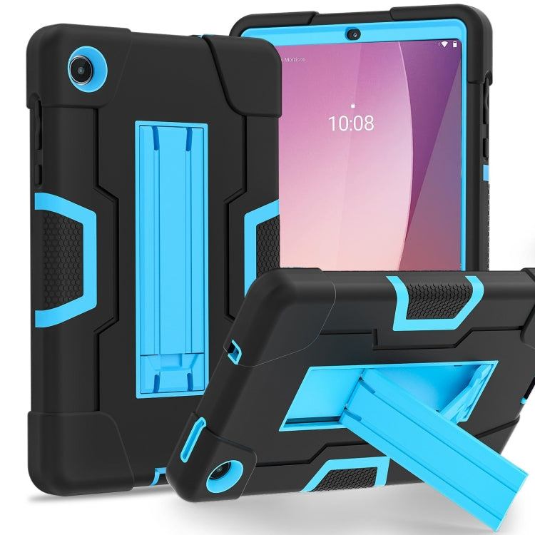 For Lenovo Tab M8 4th Gen Contrast Color Silicone Hybrid PC Tablet Case with Holder(Black Blue) - Lenovo by PMC TechLife | Online Shopping South Africa | PMC TechLife | Buy Now Pay Later Mobicred
