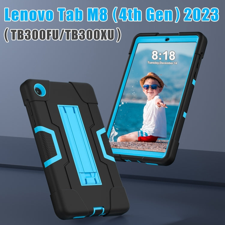 For Lenovo Tab M8 4th Gen Contrast Color Silicone Hybrid PC Tablet Case with Holder(Black Blue) - Lenovo by PMC TechLife | Online Shopping South Africa | PMC TechLife | Buy Now Pay Later Mobicred