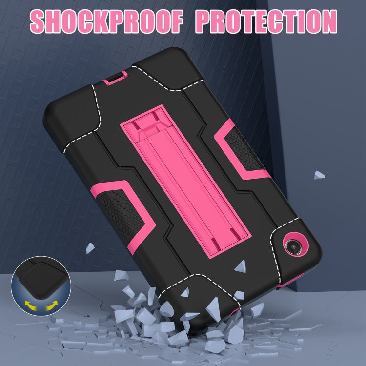 For Lenovo Tab M8 4th Gen Contrast Color Silicone Hybrid PC Tablet Case with Holder(Black Rose Red) - free shipping - PMC TechLife - Order now!