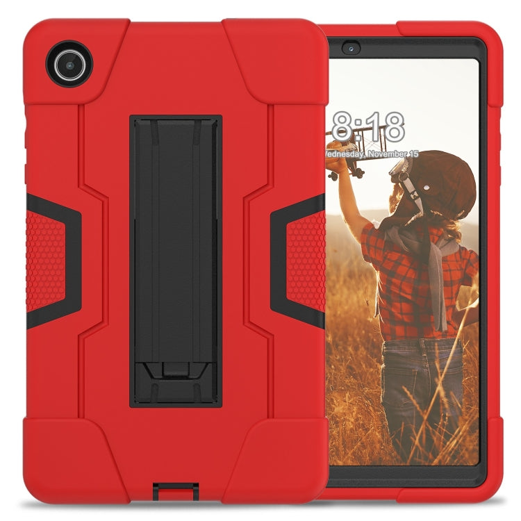 For Lenovo Tab M8 4th Gen Contrast Color Silicone Hybrid PC Tablet Case with Holder(Red Black) - Lenovo by PMC TechLife | Online Shopping South Africa | PMC TechLife | Buy Now Pay Later Mobicred