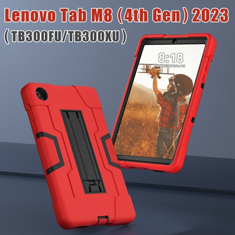 For Lenovo Tab M8 4th Gen Contrast Color Silicone Hybrid PC Tablet Case with Holder(Red Black) - Lenovo by PMC TechLife | Online Shopping South Africa | PMC TechLife | Buy Now Pay Later Mobicred