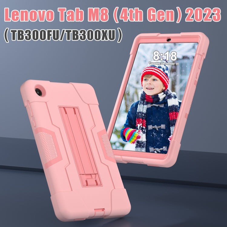 For Lenovo Tab M8 4th Gen Contrast Color Silicone Hybrid PC Tablet Case with Holder(Rose Gold) - Lenovo by PMC TechLife | Online Shopping South Africa | PMC TechLife | Buy Now Pay Later Mobicred