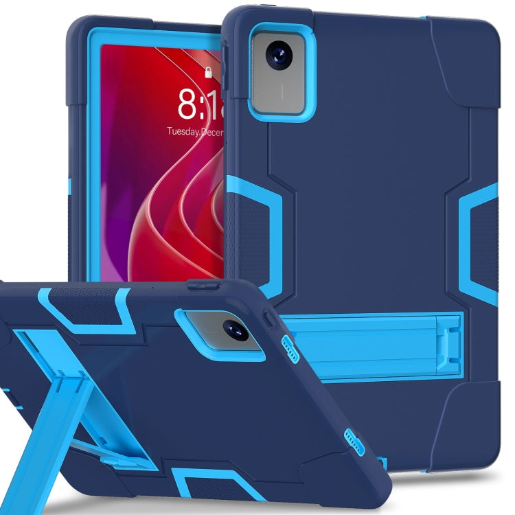For Lenovo Tab M11/ Xiaoxin Pad 11 2024 Contrast Color Silicone Hybrid PC Tablet Case with Holder(Navy Blue) - Lenovo by PMC Jewellery | Online Shopping South Africa | PMC Jewellery | Buy Now Pay Later Mobicred
