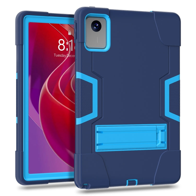 For Lenovo Tab M11/ Xiaoxin Pad 11 2024 Contrast Color Silicone Hybrid PC Tablet Case with Holder(Navy Blue) - Lenovo by PMC Jewellery | Online Shopping South Africa | PMC Jewellery | Buy Now Pay Later Mobicred