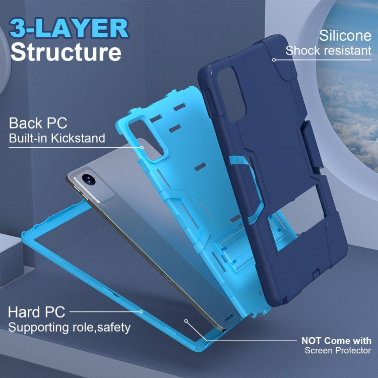 For Lenovo Tab M11/ Xiaoxin Pad 11 2024 Contrast Color Silicone Hybrid PC Tablet Case with Holder(Navy Blue) - Lenovo by PMC Jewellery | Online Shopping South Africa | PMC Jewellery | Buy Now Pay Later Mobicred