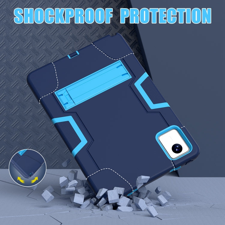 For Lenovo Tab M11/ Xiaoxin Pad 11 2024 Contrast Color Silicone Hybrid PC Tablet Case with Holder(Navy Blue) - Lenovo by PMC Jewellery | Online Shopping South Africa | PMC Jewellery | Buy Now Pay Later Mobicred