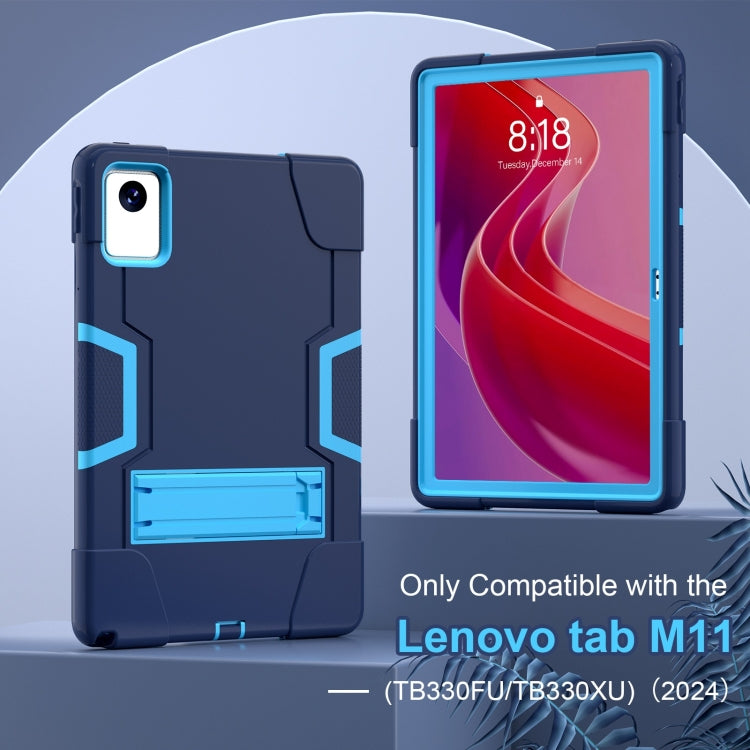 For Lenovo Tab M11/ Xiaoxin Pad 11 2024 Contrast Color Silicone Hybrid PC Tablet Case with Holder(Navy Blue) - Lenovo by PMC Jewellery | Online Shopping South Africa | PMC Jewellery | Buy Now Pay Later Mobicred