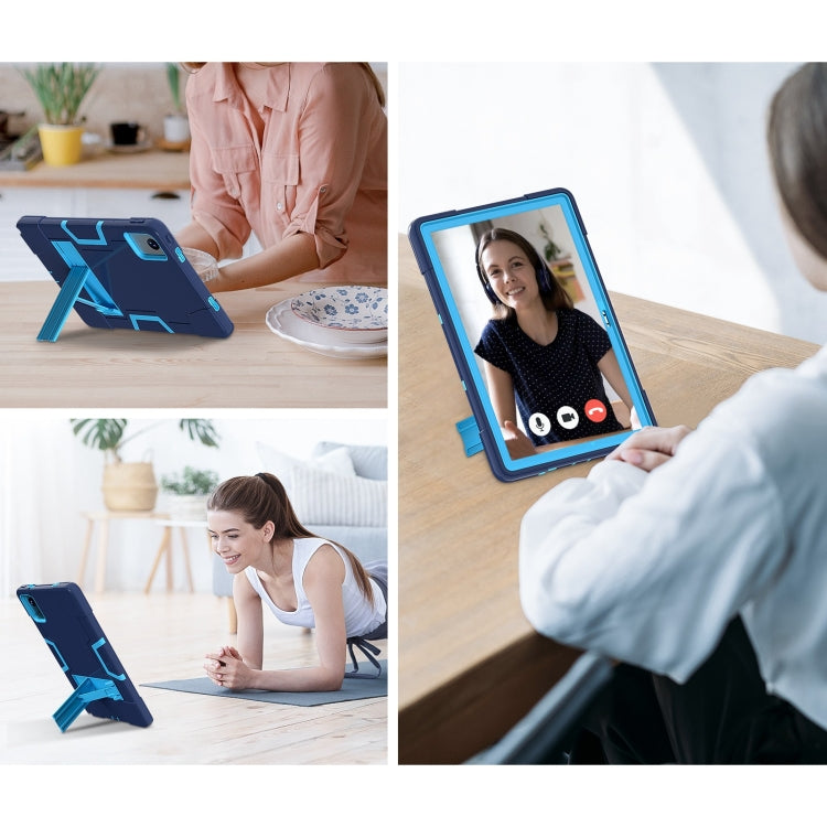 For Lenovo Tab M11/ Xiaoxin Pad 11 2024 Contrast Color Silicone Hybrid PC Tablet Case with Holder(Navy Blue) - Lenovo by PMC Jewellery | Online Shopping South Africa | PMC Jewellery | Buy Now Pay Later Mobicred