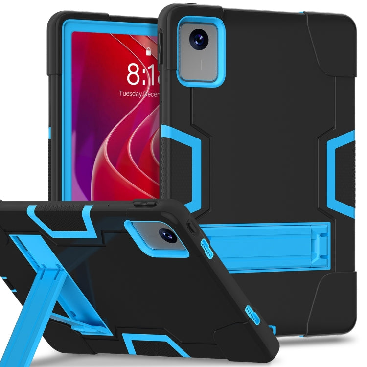 For Lenovo Tab M11/ Xiaoxin Pad 11 2024 Contrast Color Silicone Hybrid PC Tablet Case with Holder(Black Blue) - Lenovo by PMC Jewellery | Online Shopping South Africa | PMC Jewellery | Buy Now Pay Later Mobicred