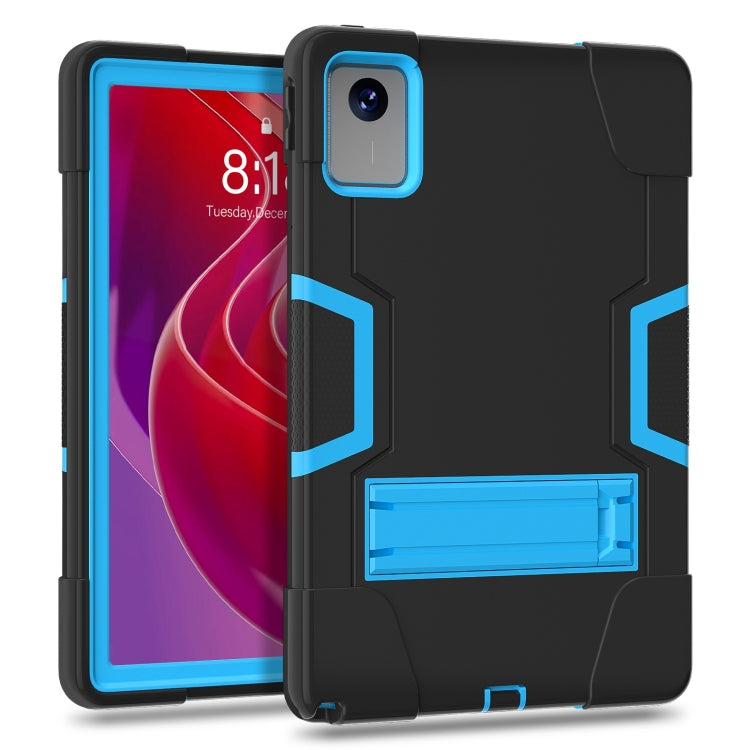 For Lenovo Tab M11/ Xiaoxin Pad 11 2024 Contrast Color Silicone Hybrid PC Tablet Case with Holder(Black Blue) - Lenovo by PMC Jewellery | Online Shopping South Africa | PMC Jewellery | Buy Now Pay Later Mobicred