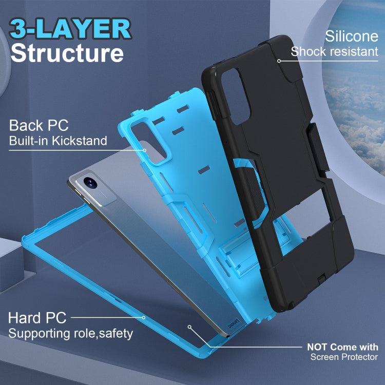 For Lenovo Tab M11/ Xiaoxin Pad 11 2024 Contrast Color Silicone Hybrid PC Tablet Case with Holder(Black Blue) - Lenovo by PMC Jewellery | Online Shopping South Africa | PMC Jewellery | Buy Now Pay Later Mobicred
