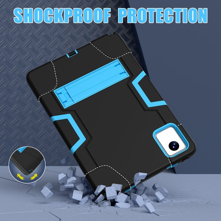 For Lenovo Tab M11/ Xiaoxin Pad 11 2024 Contrast Color Silicone Hybrid PC Tablet Case with Holder(Black Blue) - Lenovo by PMC Jewellery | Online Shopping South Africa | PMC Jewellery | Buy Now Pay Later Mobicred