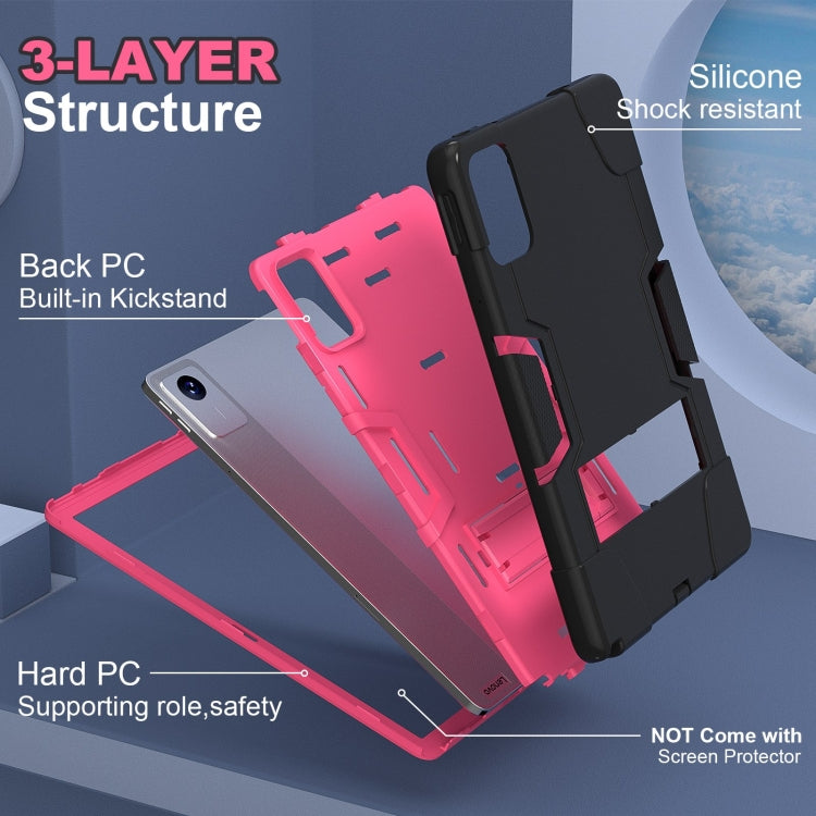 For Lenovo Tab M11/ Xiaoxin Pad 11 2024 Contrast Color Silicone Hybrid PC Tablet Case with Holder(Black Rose Red) - Lenovo by PMC Jewellery | Online Shopping South Africa | PMC Jewellery | Buy Now Pay Later Mobicred