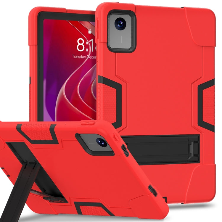 For Lenovo Tab M11/ Xiaoxin Pad 11 2024 Contrast Color Silicone Hybrid PC Tablet Case with Holder(Red Black) - Lenovo by PMC Jewellery | Online Shopping South Africa | PMC Jewellery | Buy Now Pay Later Mobicred