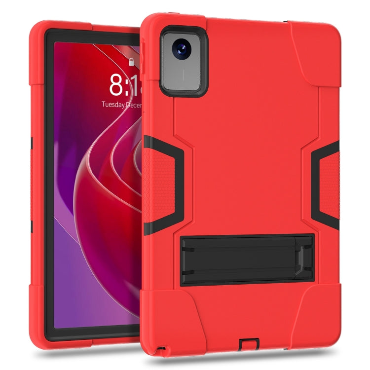 For Lenovo Tab M11/ Xiaoxin Pad 11 2024 Contrast Color Silicone Hybrid PC Tablet Case with Holder(Red Black) - Lenovo by PMC Jewellery | Online Shopping South Africa | PMC Jewellery | Buy Now Pay Later Mobicred