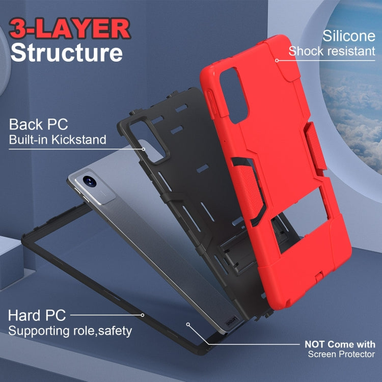 For Lenovo Tab M11/ Xiaoxin Pad 11 2024 Contrast Color Silicone Hybrid PC Tablet Case with Holder(Red Black) - Lenovo by PMC Jewellery | Online Shopping South Africa | PMC Jewellery | Buy Now Pay Later Mobicred