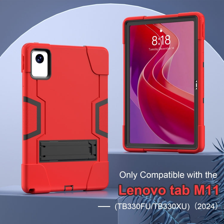 For Lenovo Tab M11/ Xiaoxin Pad 11 2024 Contrast Color Silicone Hybrid PC Tablet Case with Holder(Red Black) - Lenovo by PMC Jewellery | Online Shopping South Africa | PMC Jewellery | Buy Now Pay Later Mobicred