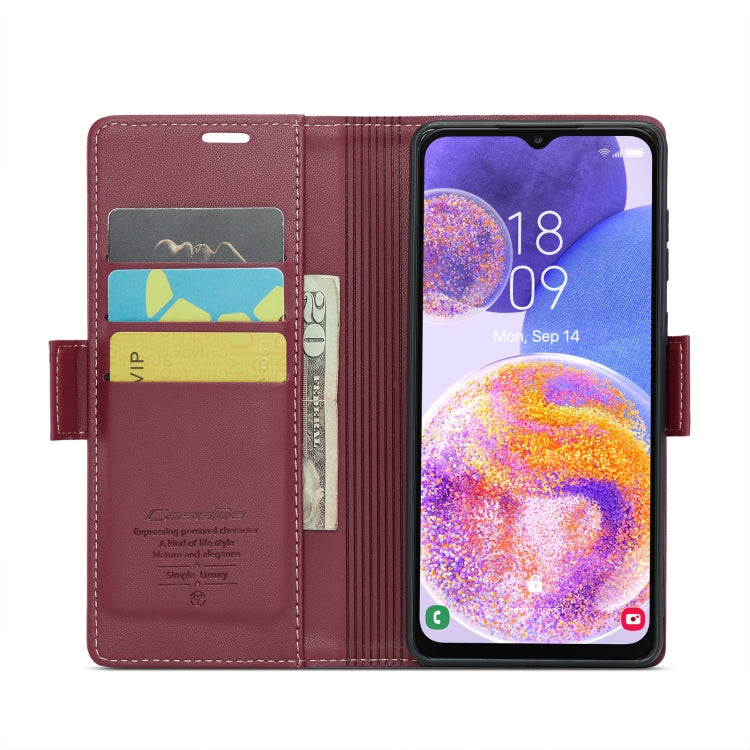 For Samsung Galaxy A23 CaseMe 023 Butterfly Buckle Litchi Texture RFID Anti-theft Leather Phone Case(Wine Red) - free shipping - PMC TechLife - Order now!